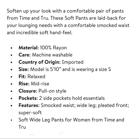 TIME AND TRU Khaki Smocked Waist Soft Pants M NWOT - Picture 10 of 10